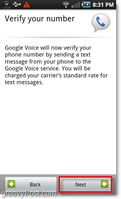 Google Voice в Android Mobile Config Verify Number