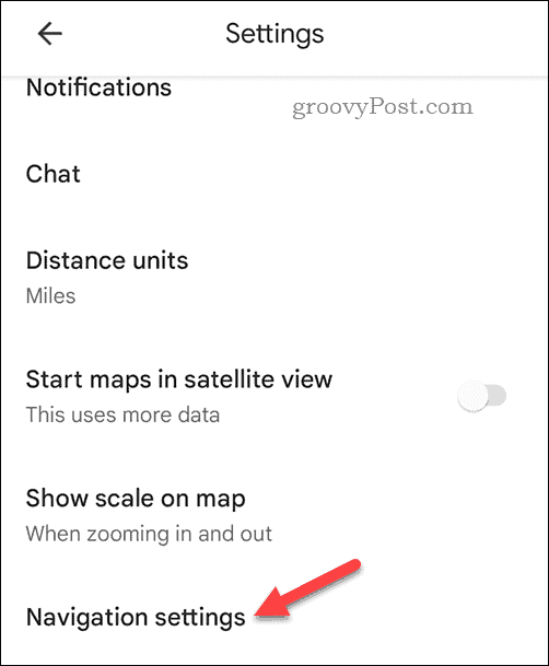 Отворете настройките за мобилна навигация на Google Maps