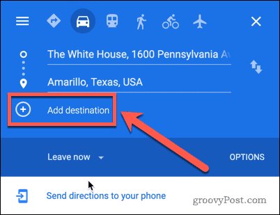 Бутон Google Maps Add Destination