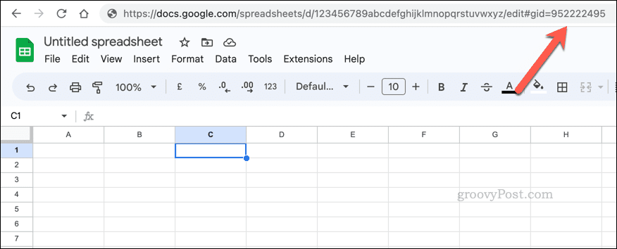 Пример за стойността на GID лист в Google Таблици
