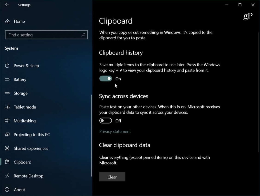 Как да използвате новия облачен буфер в Windows 10 1809