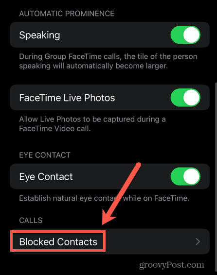 iphone facetime блокирани контакти