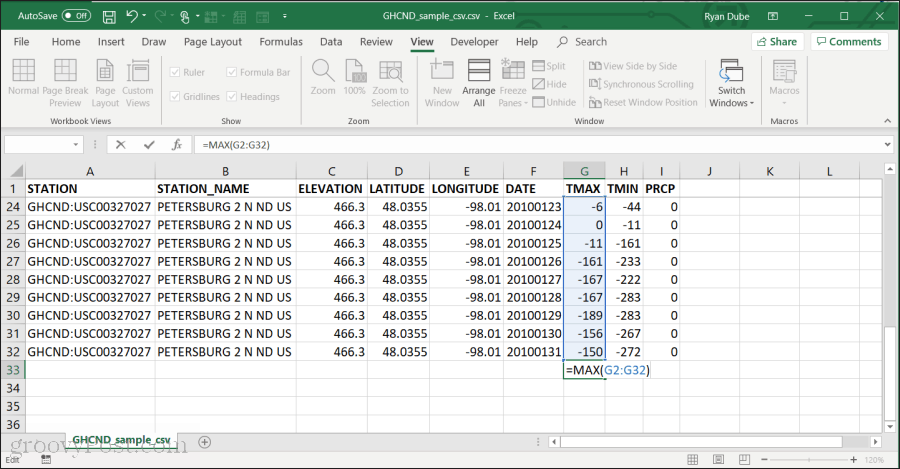 Използване на MAX функция в Excel