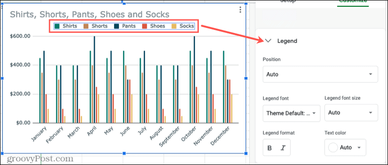 Щракнете, за да редактирате диаграма в Google Sheets