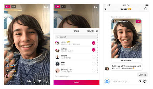 Instagram обяви, че потребителите вече могат да изпращат на живо видеоклипове на живо чрез Direct Messaging