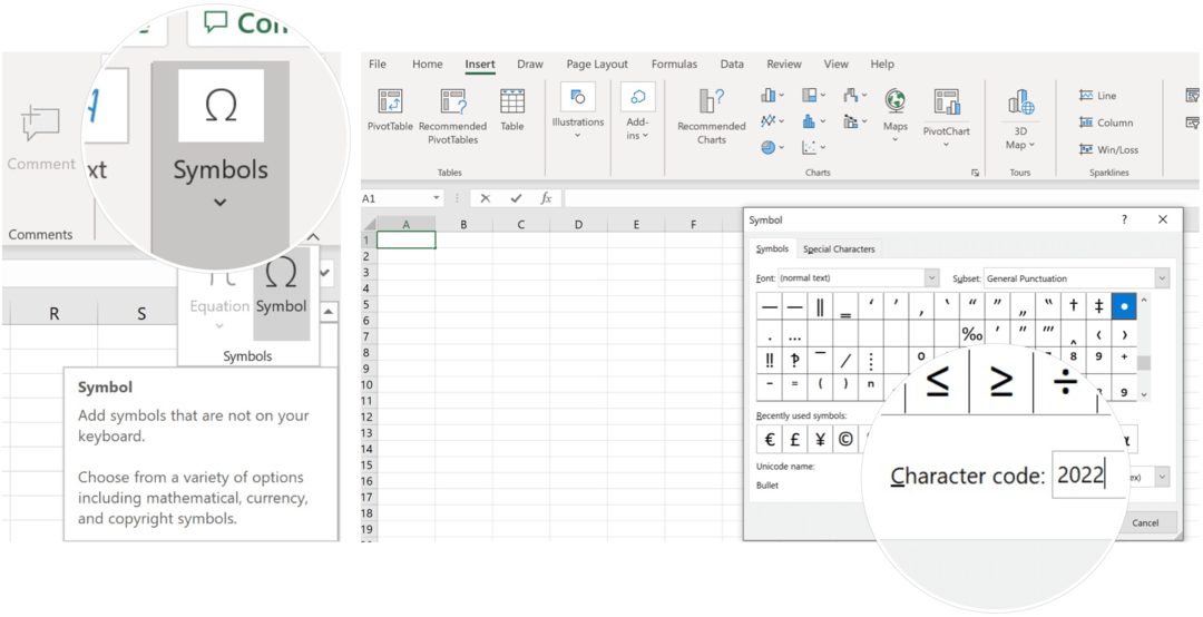 Вмъкнете символ в Microsoft Excel