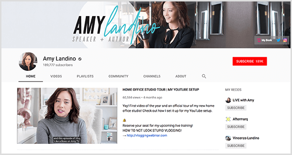 AmyTV е ребрандираният канал на Amy Landino в YouTube. Страницата на канала съдържа снимки на Ейми и видеоклипа, който тя използва, за да стартира своя ребрандиран канал.