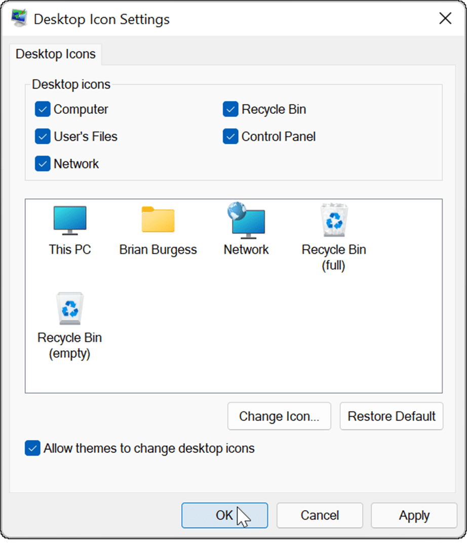 върнете наследените икони на работния плот на Windows 11
