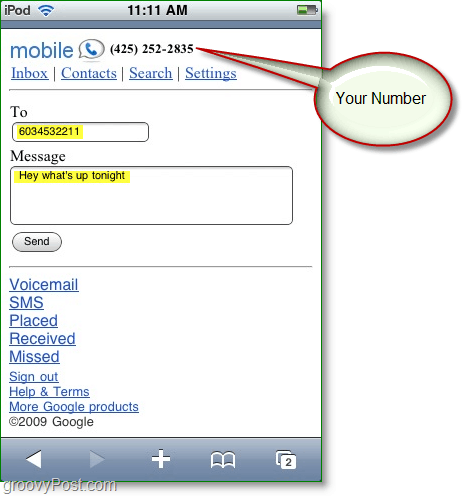 Как да изпращате безплатни текстове от мобилния си браузър с Google Voice