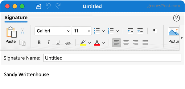 Създайте нов подпис в Outlook на Mac