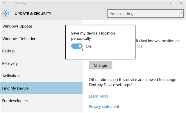 Как да активирате Намиране на устройството ми за Windows 10
