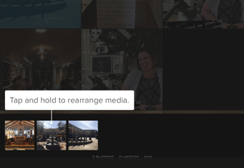 Създайте Splice Instagram story стъпка 3, показваща опцията за пренареждане на медии.