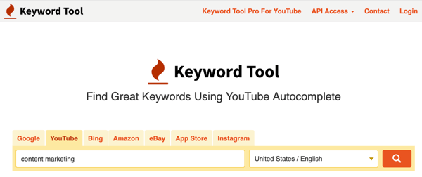 Инструмент за ключови думи изследвайте ключови думи в раздела YouTube стъпка 1.