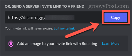 discord копиране на връзка за покана