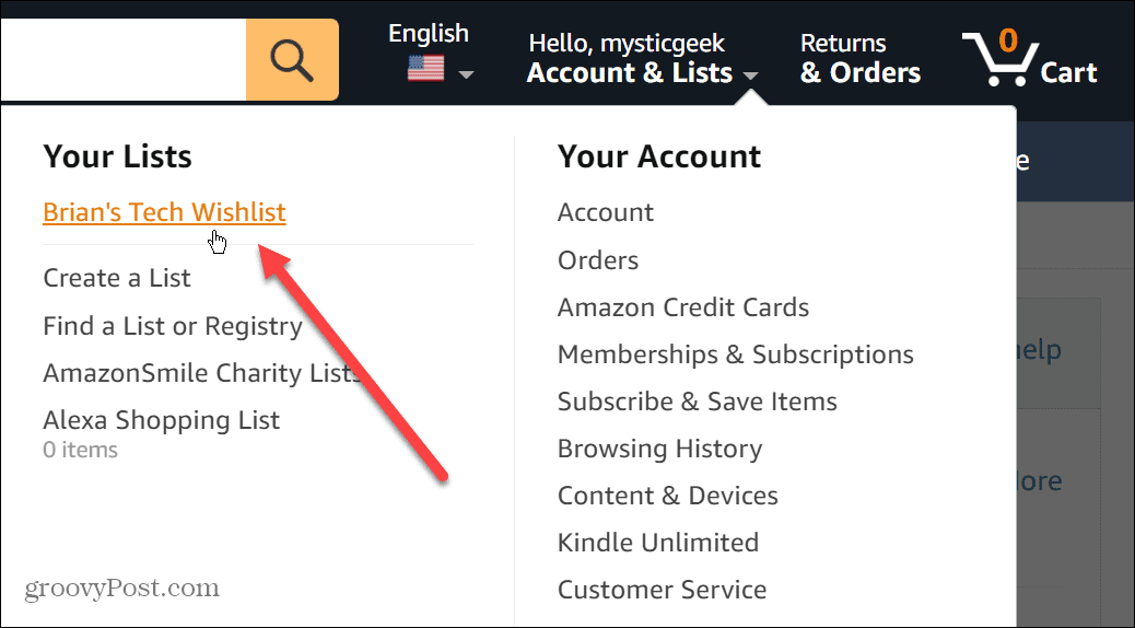 Споделете списък с желания на Amazon