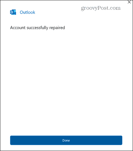 акаунтът в Outlook е поправен
