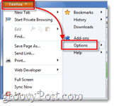 отворете Firefox 4 опции