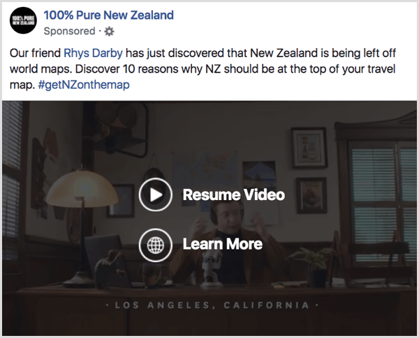 Пример за осведоменост за видеореклами във Facebook