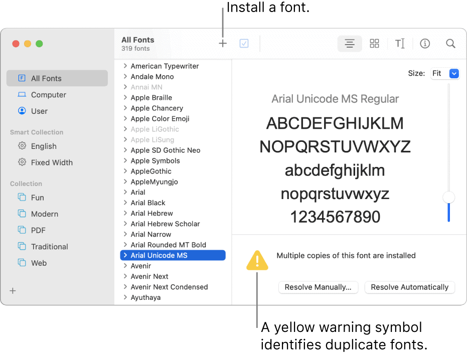 Предупреждение за жълт шрифт на Mac