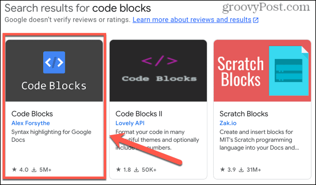 добавка за блокиране на код на google docs