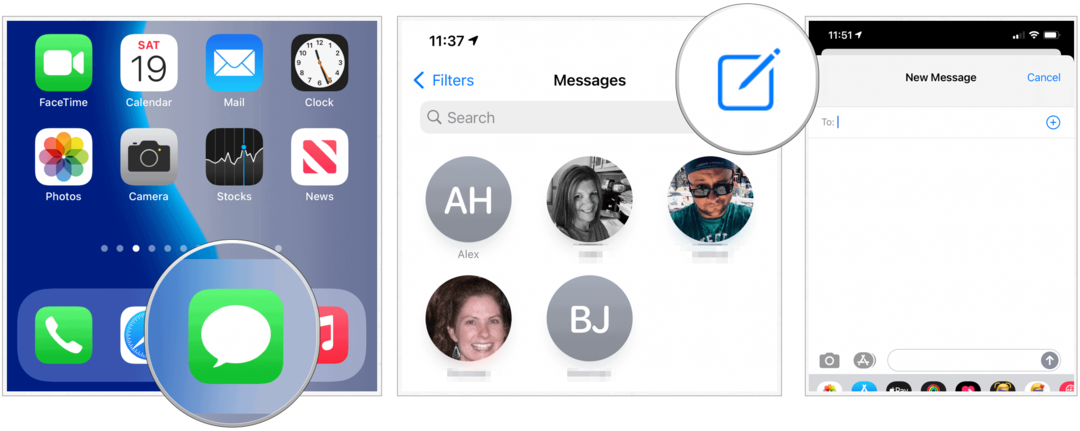 iOS 14 създаване на групово съобщение