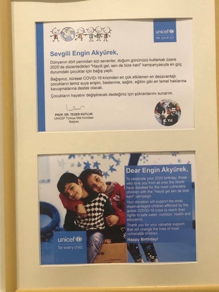 дарение направено от името на Engin Akyürek