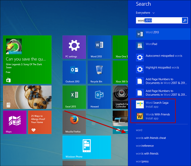 Как да деактивирате уеб резултатите в Windows 8 Search