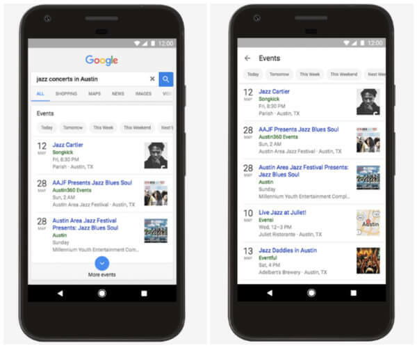 Google актуализира приложението и мобилната си уеб мрежа, за да помогне на търсещите в мрежата да намират по-лесно нещата, които се случват наблизо, било то сега или в бъдеще.