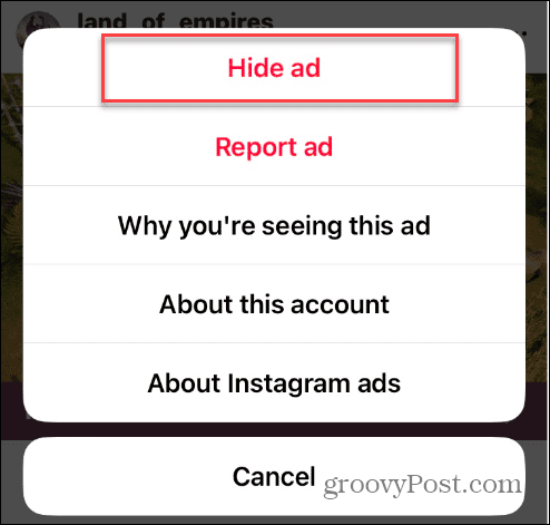 Изключете насочените реклами в Instagram