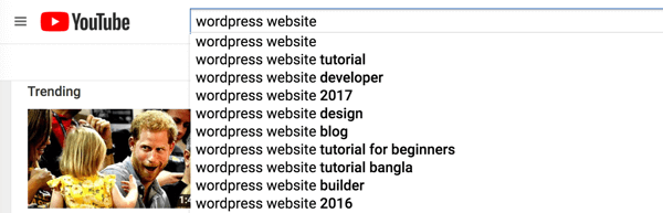Проверете търсенето в YouTube за предложения за ключови думи.