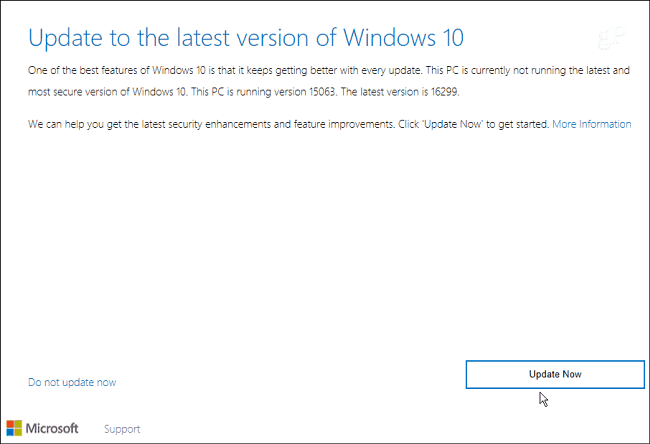 актуализация помощник Windows 10