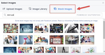 библиотека с рекламни изображения във Facebook