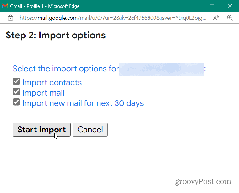 изберете елементи за импортиране