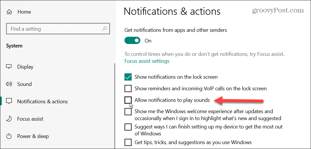 Изключете звуците за известия за приложения в Windows
