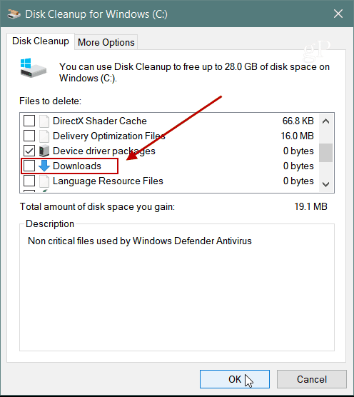 Изтегляне Почистване на диска Windows 10 1809