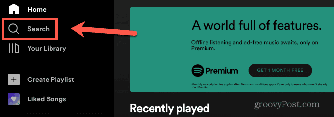 търсене в spotify