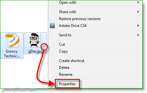 щракнете с десния бутон върху файл и след това прегледайте неговите свойства от Windows 7
