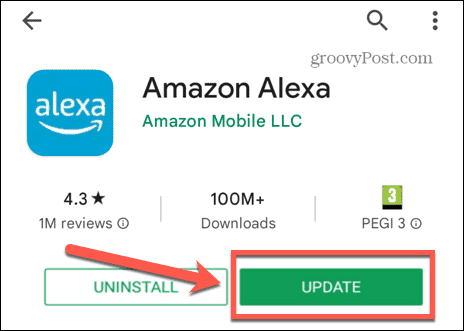 актуализация на приложението alexa