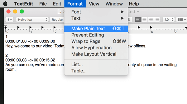 Вашият файл трябва да бъде в обикновен текст, за да го запишете като SRT файл.