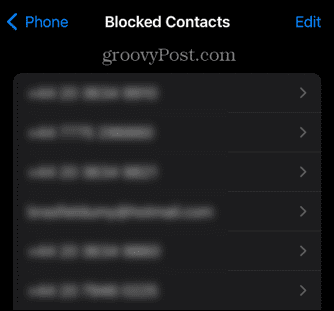 списък с блокирани контакти на iphone