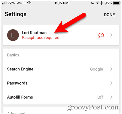 Докоснете паролата, необходима в Chrome за iOS