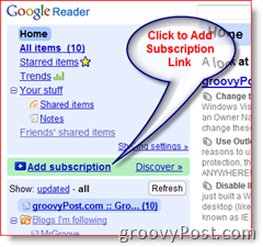 Как да използвате Google Reader Добавете RSS абонамент за емисия