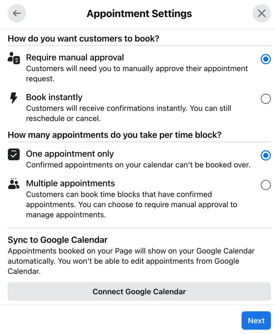 how-to-create-book-now-action-button-for-classic-facebook-page-confirm-appointment-settings-review-appointments-manually-use-native-prevent-double-bookings-sync-google-calendar- пример-7
