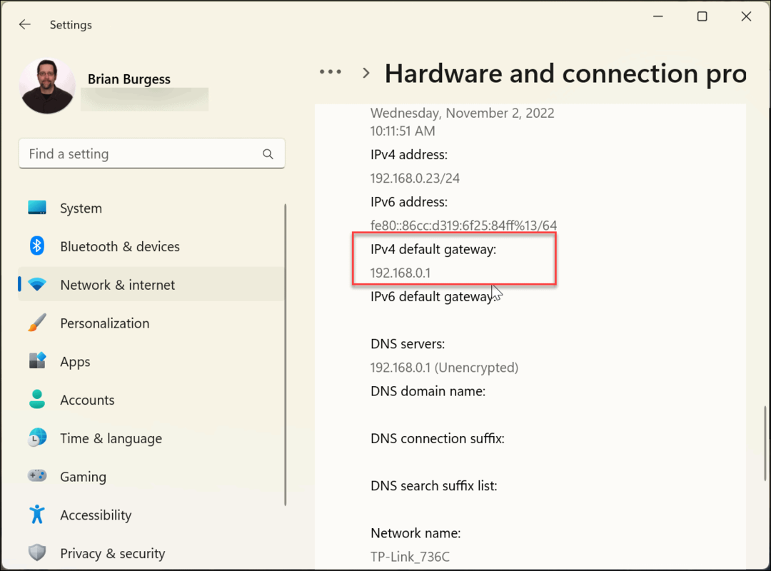 Намерете IP адреса на вашия рутер в Windows 11
