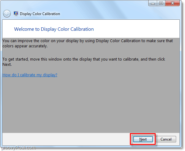 Windows 7 дисплей цвят калибриране добре дошъл прозорец