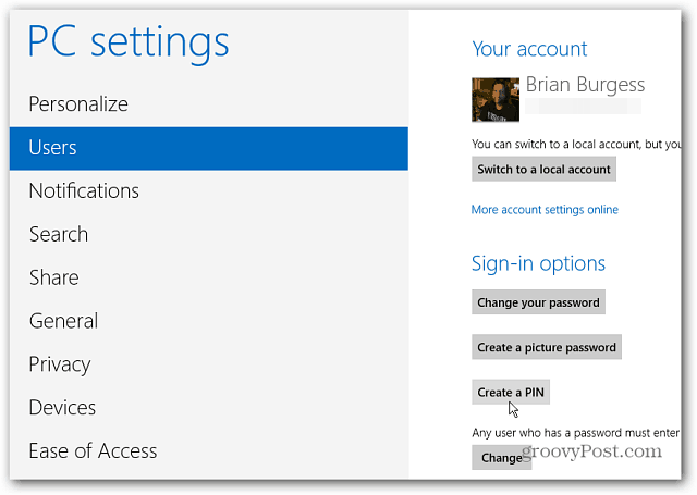 Windows 8: Създайте ПИН номер за влизане