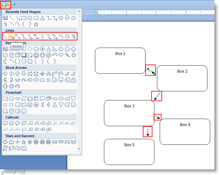 Microsoft Word 2007 LInes Chart Chart