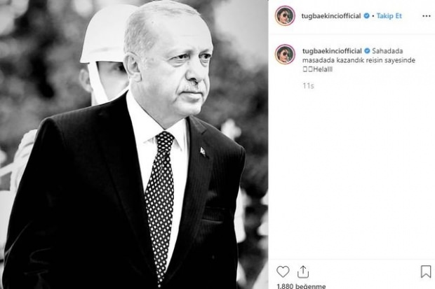 Tuğba Ekinci споделяне на президента Ердоган