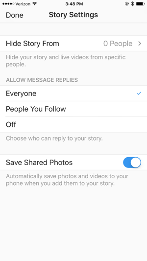 Проверете настройките на Instagram Story, преди да стартирате на живо.