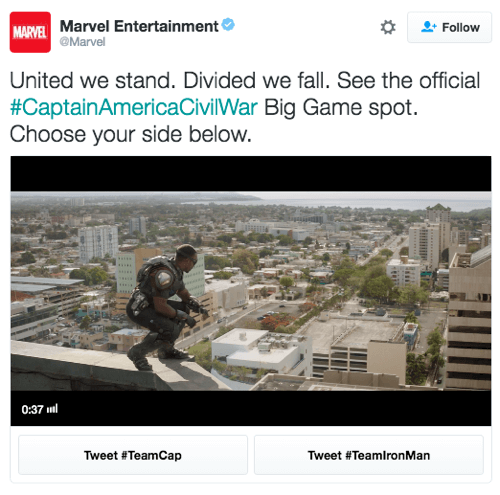 Marvel Twitter разговорна реклама
